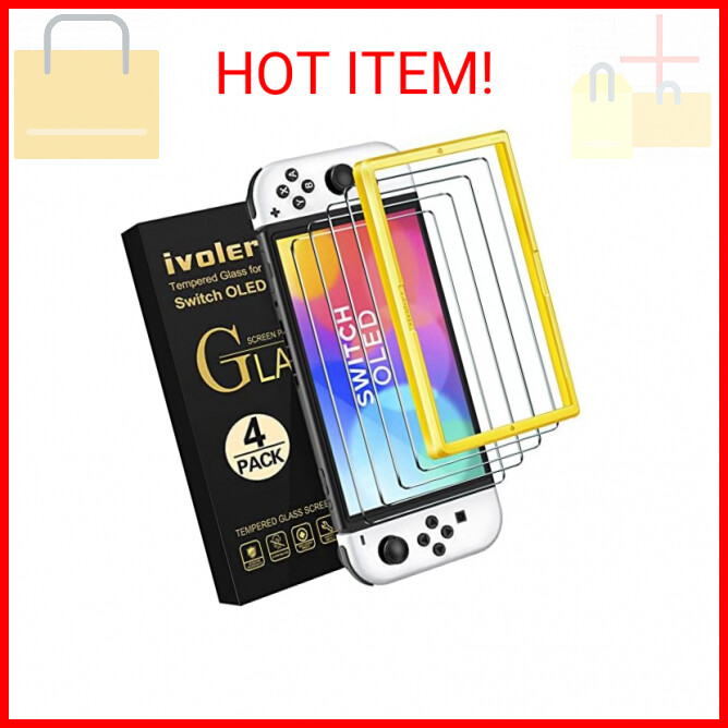 [4 Pack] iVoler Tempered Glass Screen Protector Designed for Nintendo Switch OLE