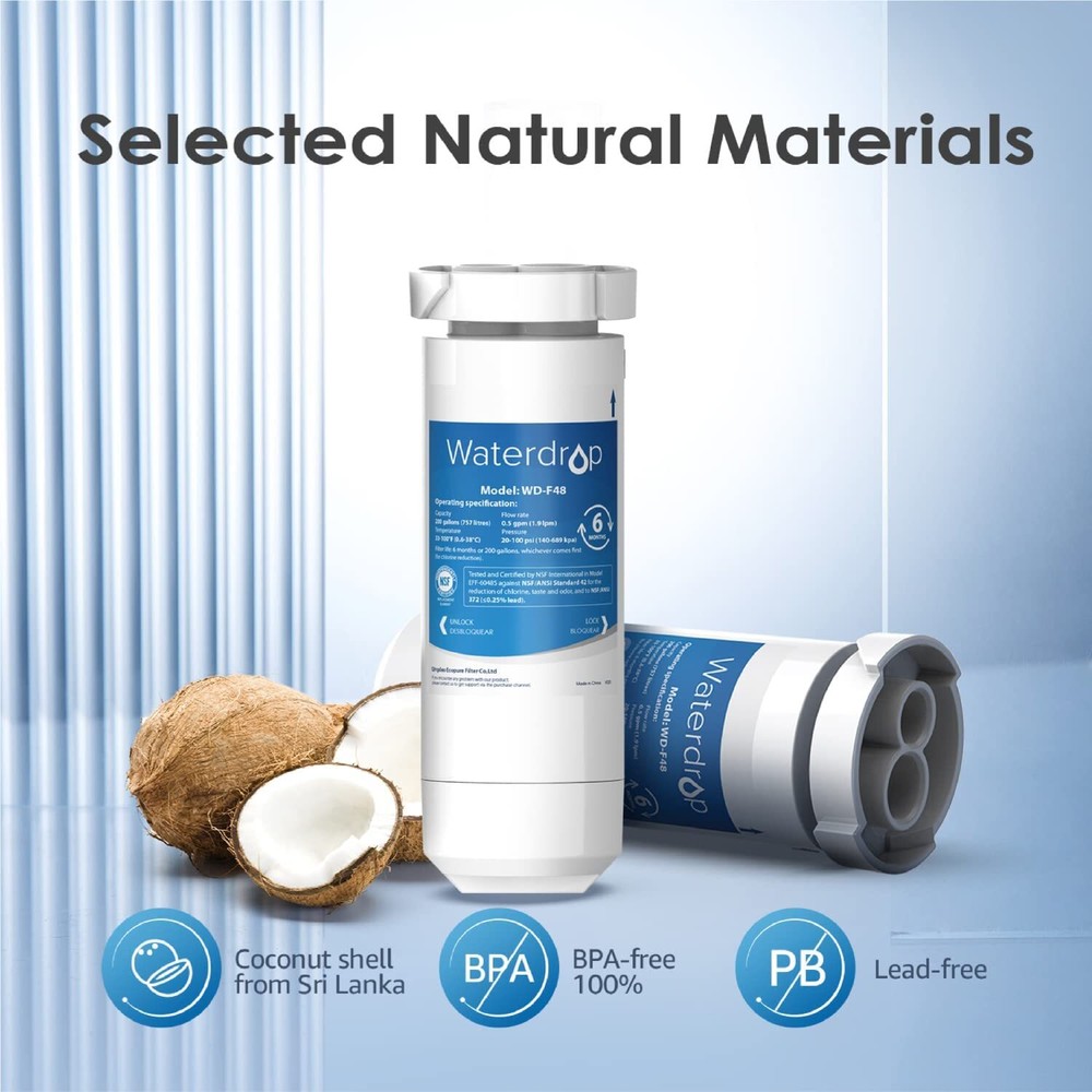 Waterdrop XWF NSF Certified Refrigerator Water Filter, Replacement for GE®
