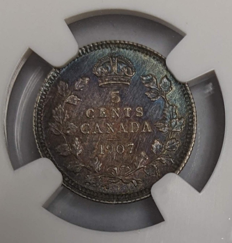 1907 Canada 5c NGC AU Details