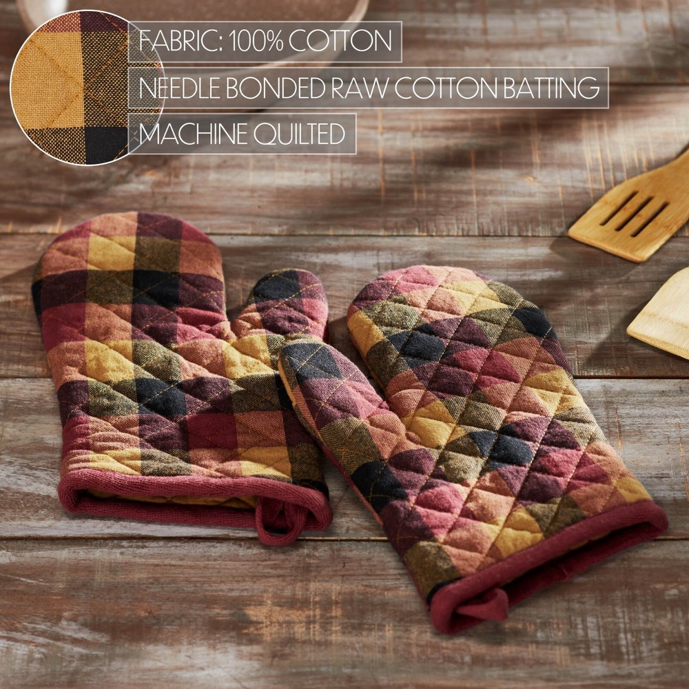 Farmhouse Kitchen 2 PRIMITIVE CHECK OVEN MITT Pot Holder Glove