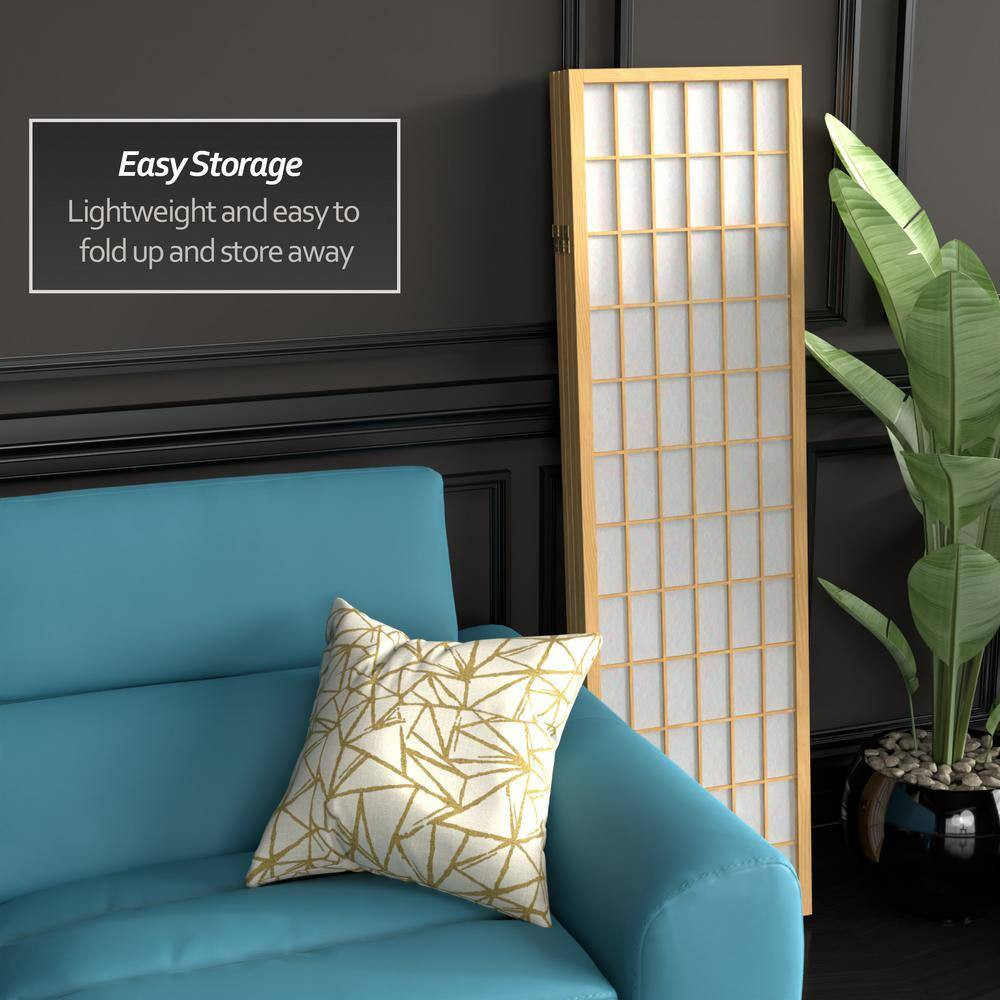 5 Ft. Natural 4-Panel Room Divider