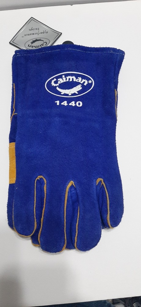 Caiman Premium Split Cowhide Leather Welding Gloves, Blue, L (1440)
