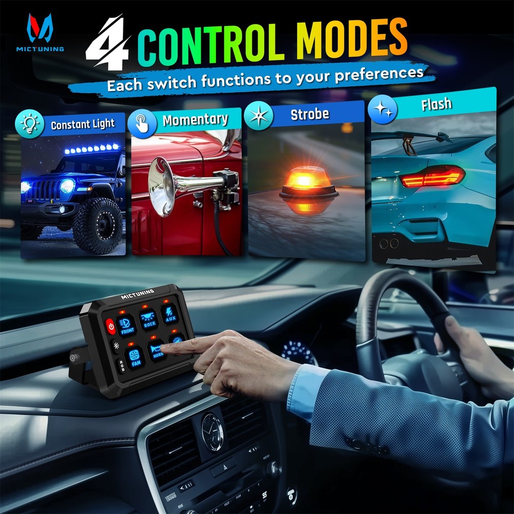 6 Gang Switch Panel, Universal On-Off LED Circuit Control Relay System Box