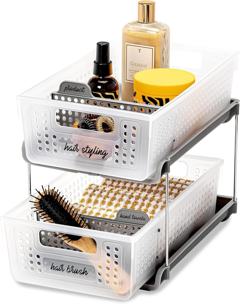 Premium 2 Tier Organizer Under Cabinet Storage W/ Pull Out Sliding Drawers