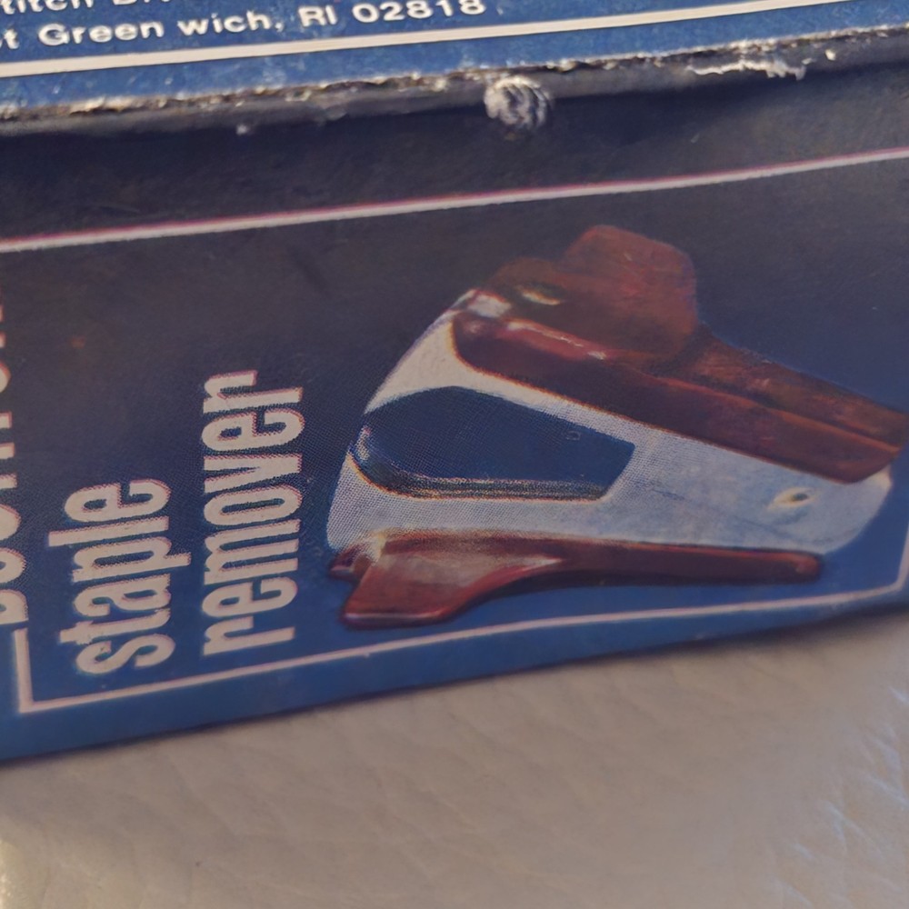 Vintage Bakelite Bostitch Staple Puller Remover Brown Marbled Swirl W/Box MCM