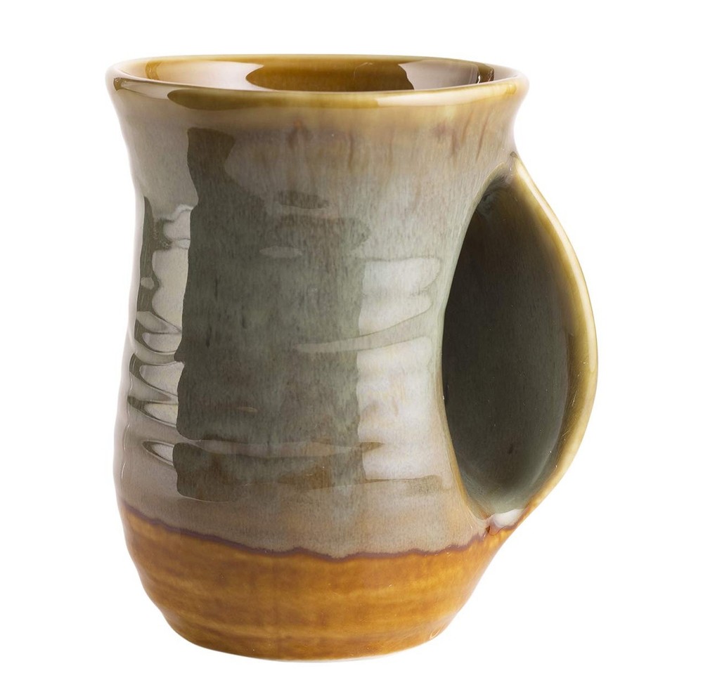 GUTE Hand Warmer Mug, Handmade Pottery Ceramic Hand Painted - Contoured Pocke...