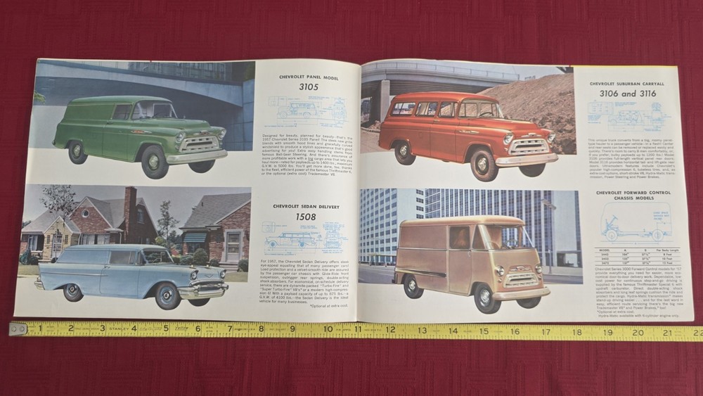 Original 1957 Chevrolet TASK FORCE Panel Truck Brochure Poster
