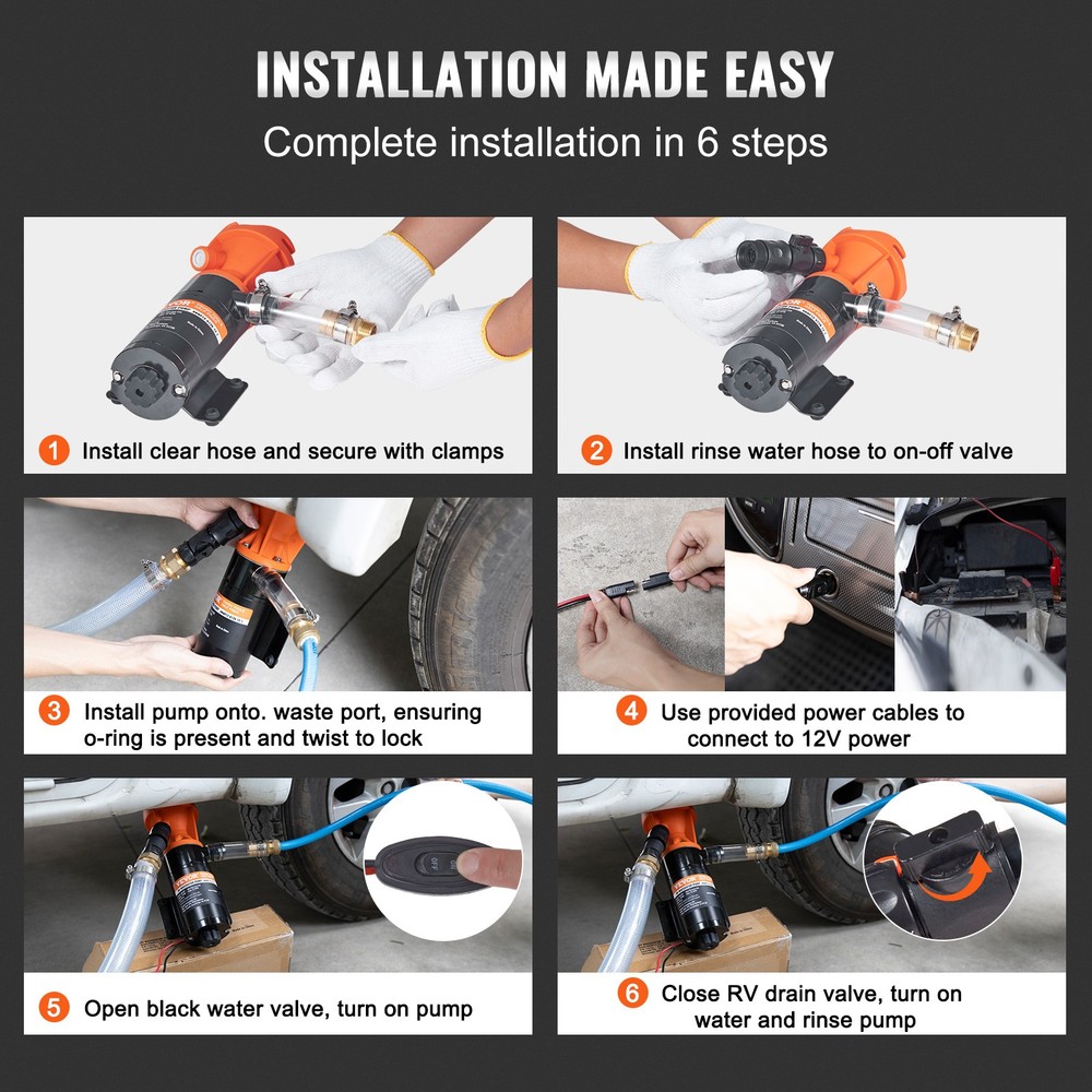 VEVOR 12V RV Portable Macerator Pump 12 GMP Quick Release RV Waste Sewage Pump