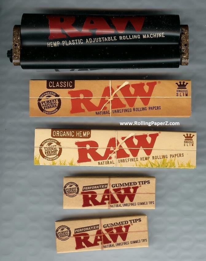 RAW Adjustable Rolling Machine + ORGANIC & CLASSIC KING SIZE PAPERS + TIPS +TRAY