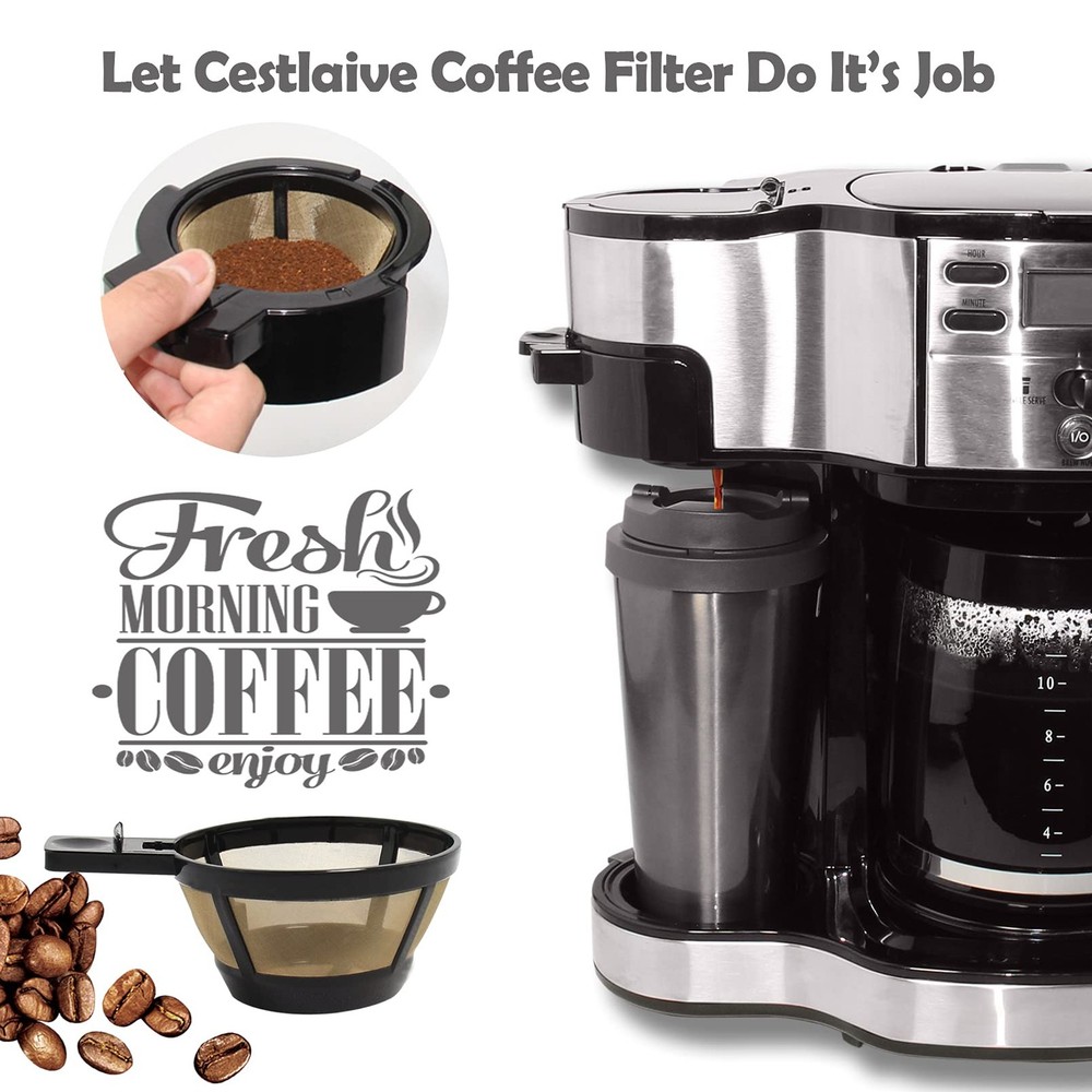 Cestlaive Gold Reusable Single Serve Brew Replacement Coffee Basket