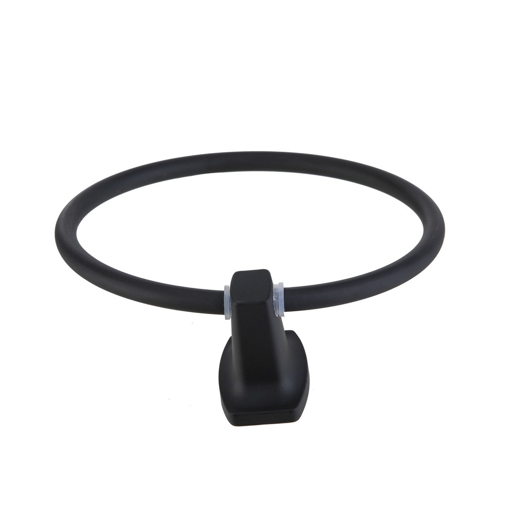 Square Matte Black Steel Wall Mount Towel Ring