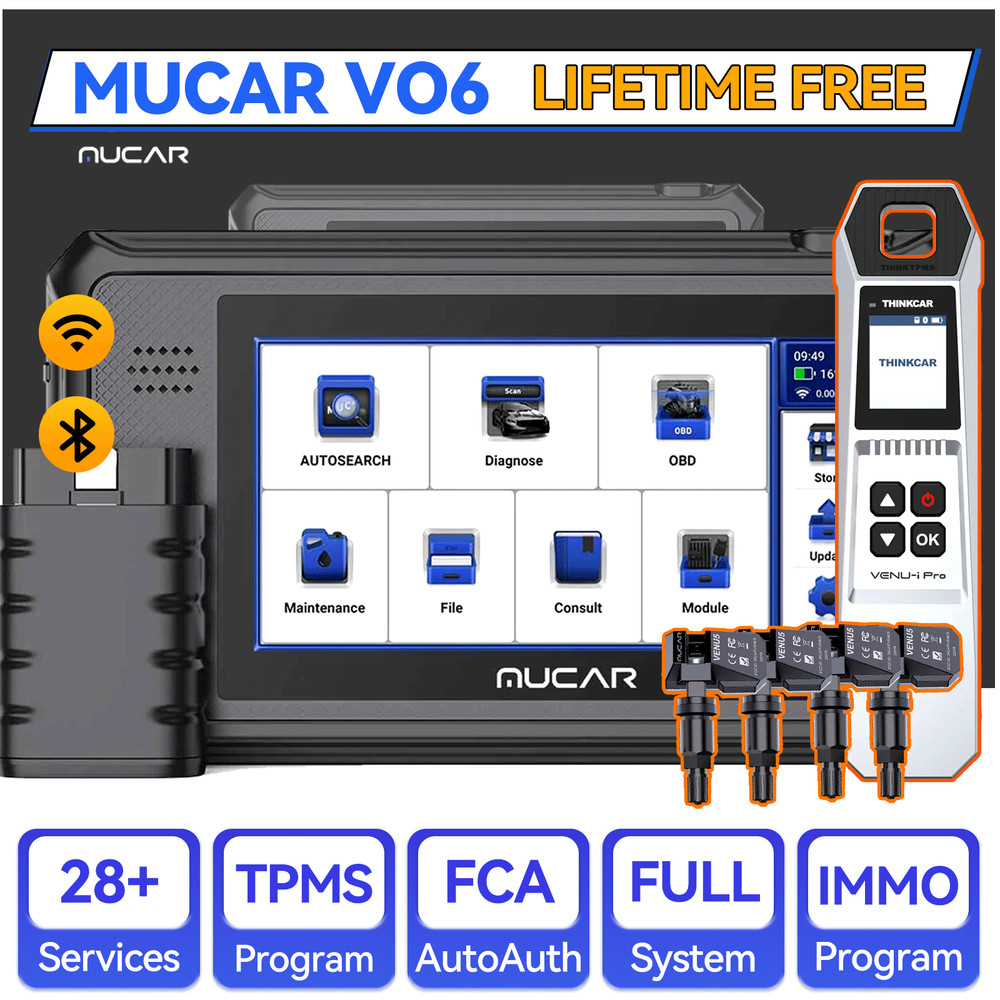 MUCAR VO6 OBD2 Scanner +TPMS Relearn Scan Tool All System Diagnosis FCA AutoAuth