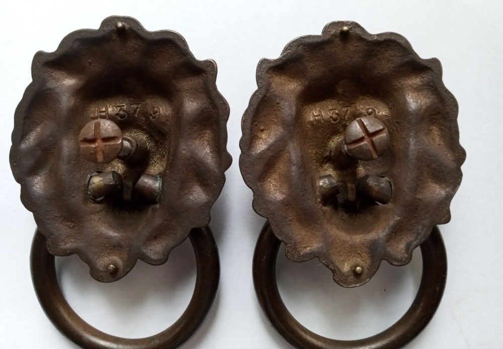 2 Brass Lion Head Dresser Pulls