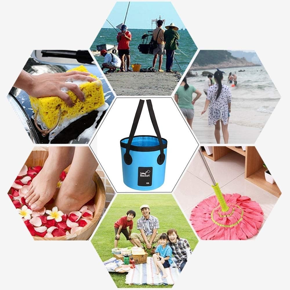 Collapsible Bucket with Handle, Multifunctional Foldable Water Container, 12L...