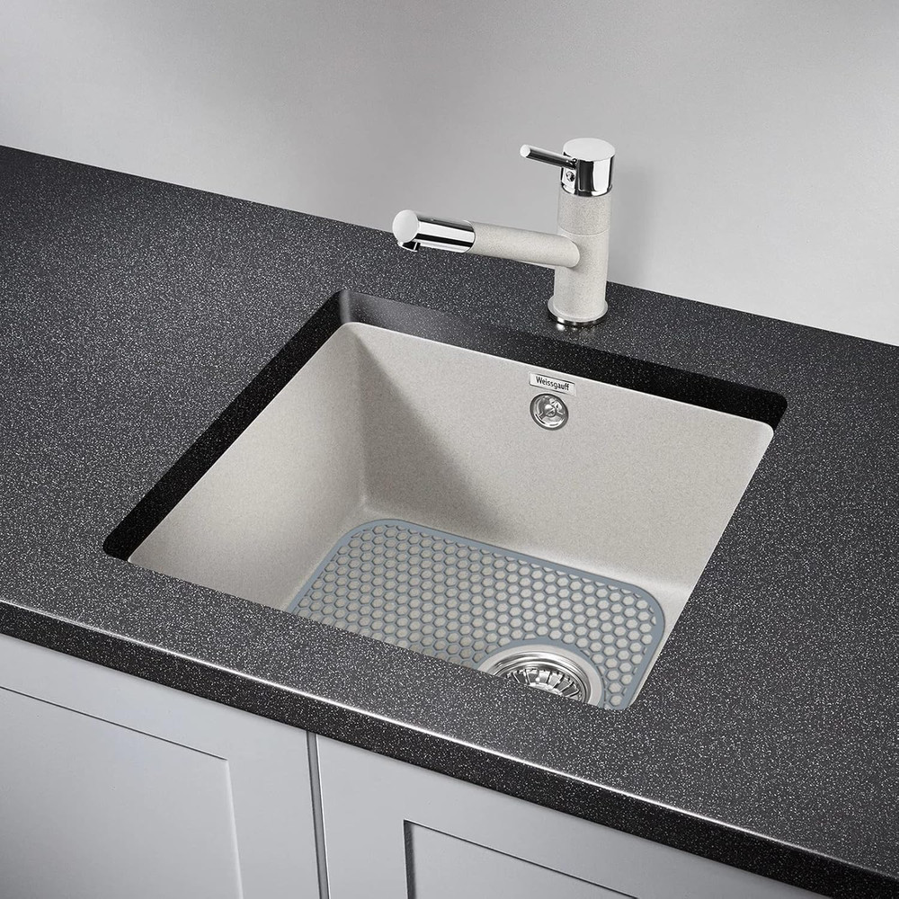 Silicone Kitchen Sink Protector Mat with Rear Drain - 13.58''X 11.6'' Kitchen Si