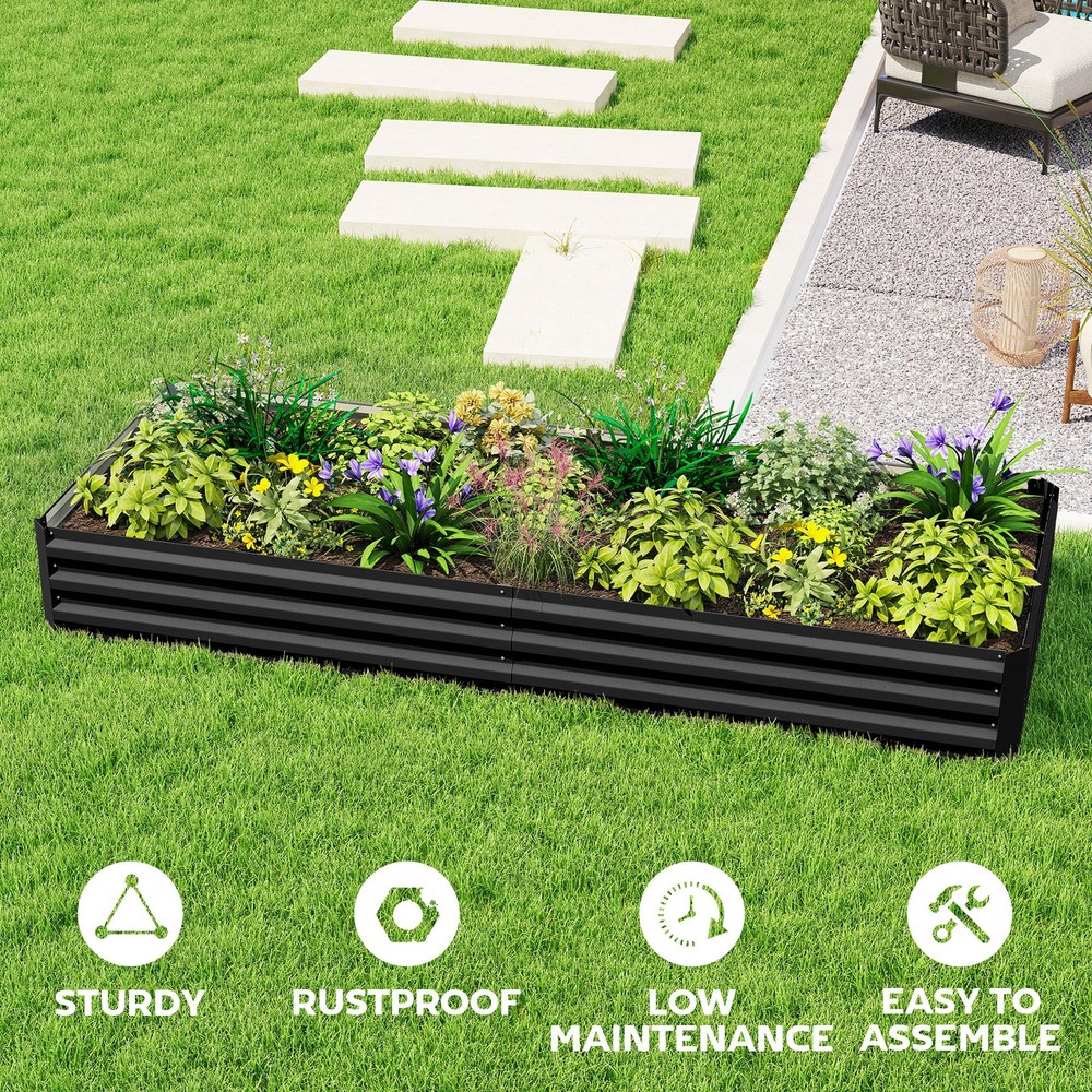 Outsunny Galvanized Raised Garden Bed Metal Planter Box Easy Quick Setup