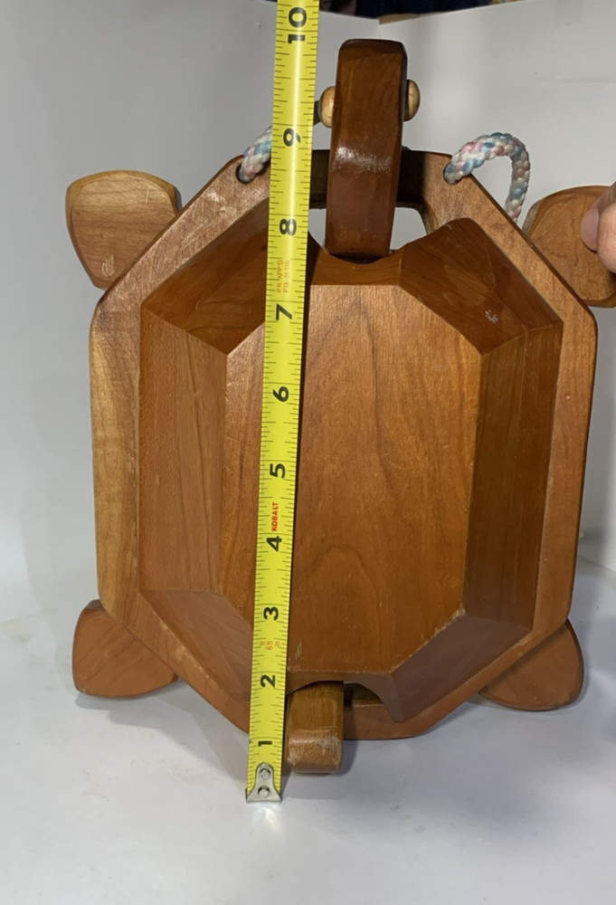 Vintage Hand Made Wooden Turtle Pull Toy