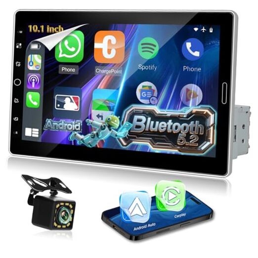 Single Din Touchscreen Radio: 10.1 inch Adjustable Touchscreen Stereo -