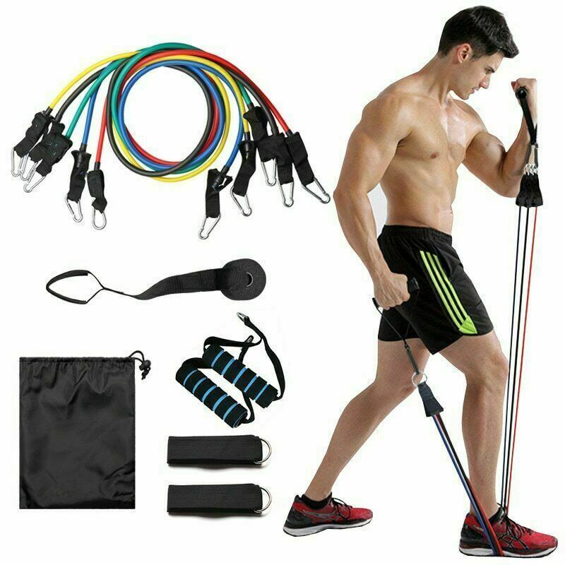 Exercise / Resistance Band 11 Piece Set | Upgraded Design | Adjustable Weights