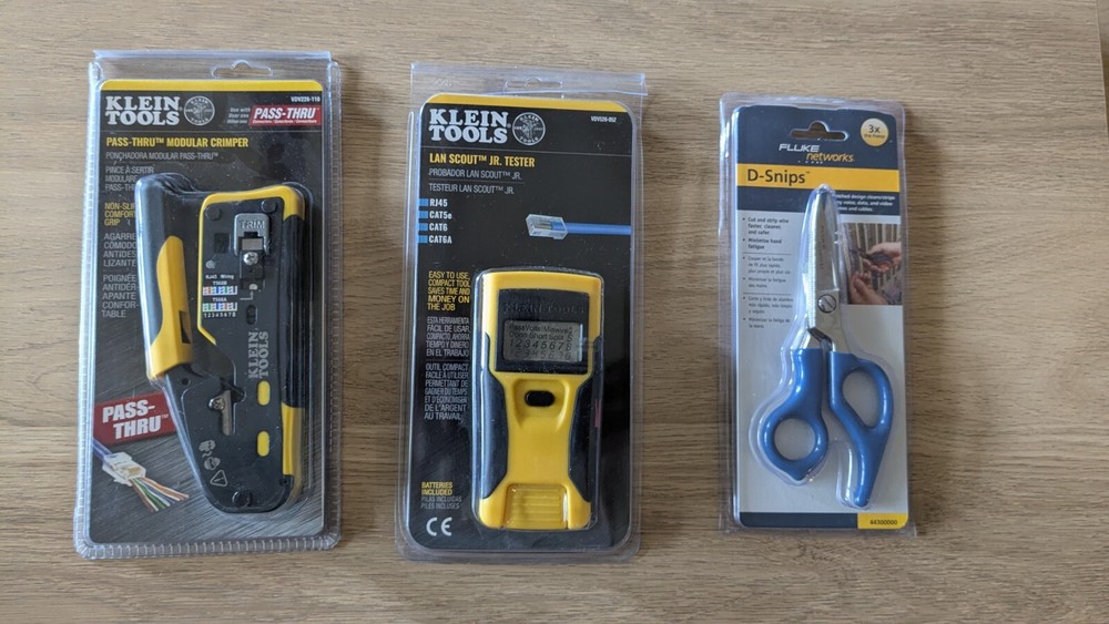 Network Bundle - Klein Tools Crimper and Tester, Fluke Networks D-Snips