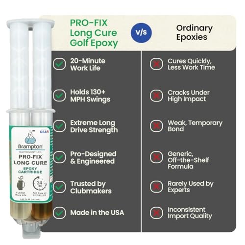 Brampton PRO-FIX Long Cure Golf Epoxy, 20-Min Full-Set Work Life, Extra 8 oz
