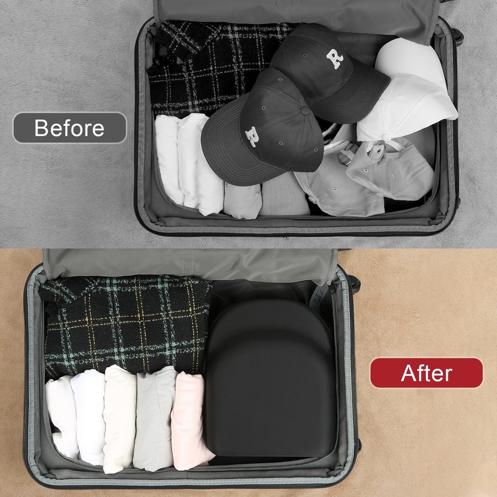 GERMUN Hard Baseball Hat Travel Case w/ 6 Hooks | Storage Carrier Box Holder