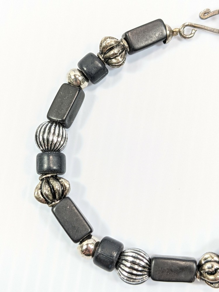 Artisan Black Matte Rectangle Bead Toggle Bracelet