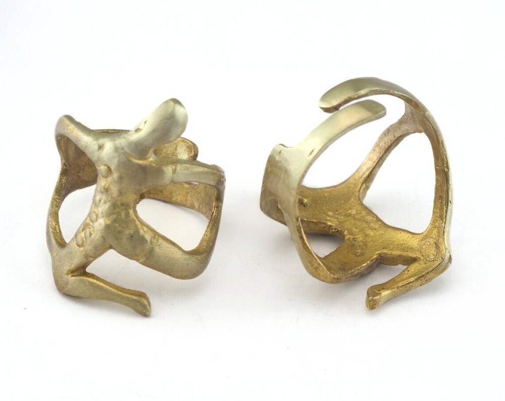 Ballet Dancer Adjustable Ring Raw brass (17mm 7US inner size) 2659