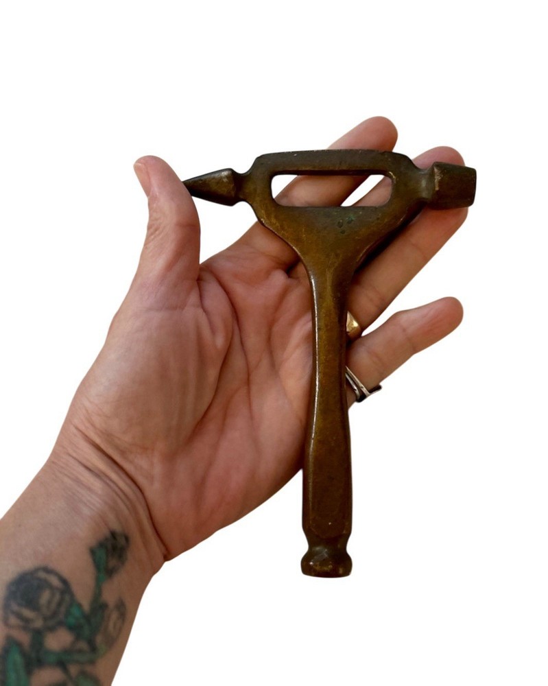 Vintage Bar Tool 1950’s Solid Brass Ice Breaker Hammer Bottle Opener & Muddler