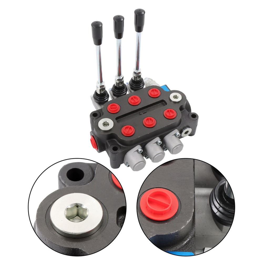 3 Spool 25 GPM Hydraulic Directional Control Valve Tractor Loader Double Acting