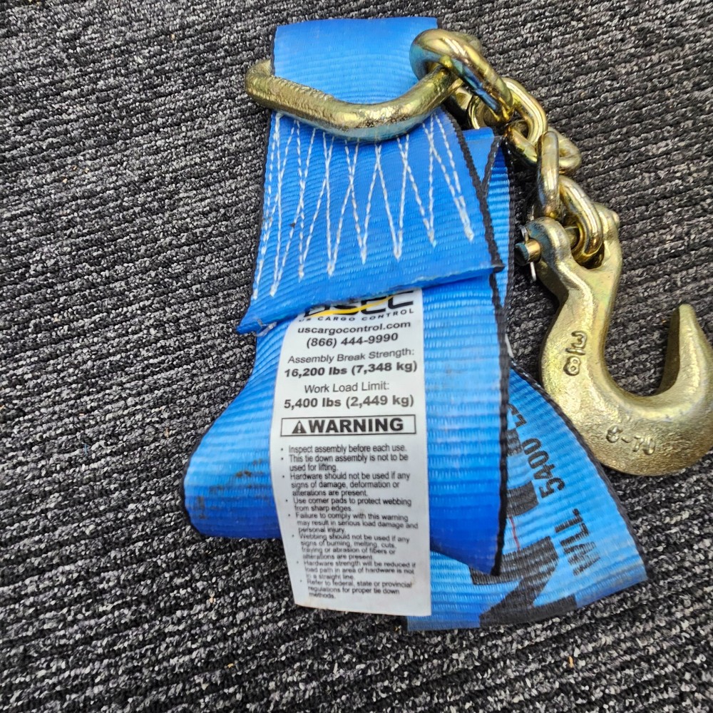 USCC US Cargo Control Blue Strap GRAB Hook 5400lbs Work Load Limit 71"