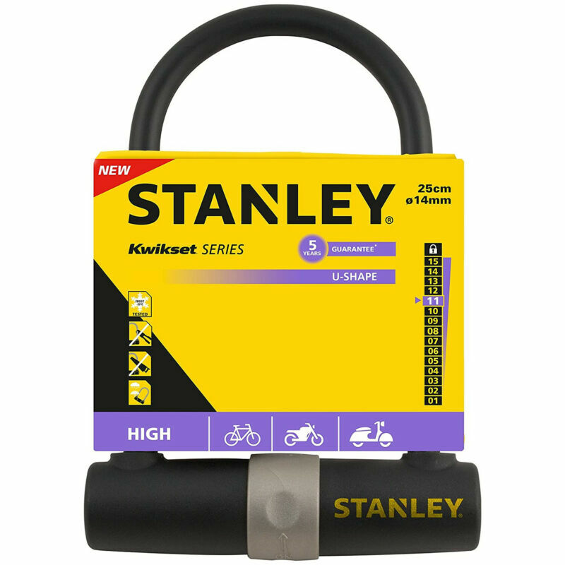 Stanley Steel Plastic U Shape Bike Lock Black