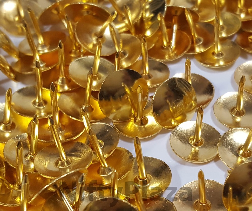 200 Push Pin Thumb Tacks BRASS Gold Drawing board No Rust - Sharp Point
