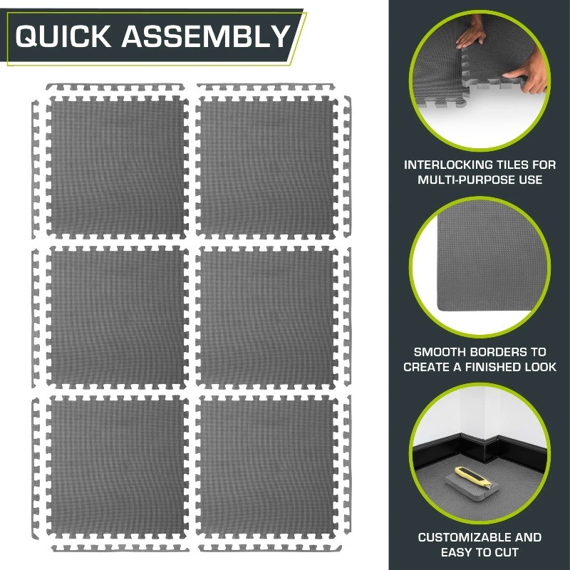 ProsourceFit Extra Thick Puzzle Exercise Mat 1", EVA Foam Interlocking Tiles