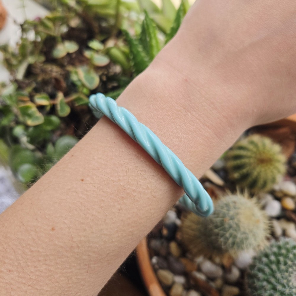 Vintage Sky Blue Twist Wave Bangle Bracelet