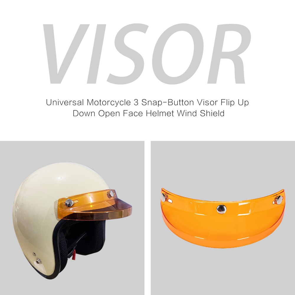 Universal Motorcycle 3 Snap-Button Visor Flip Down Open Face Wind Y4L2