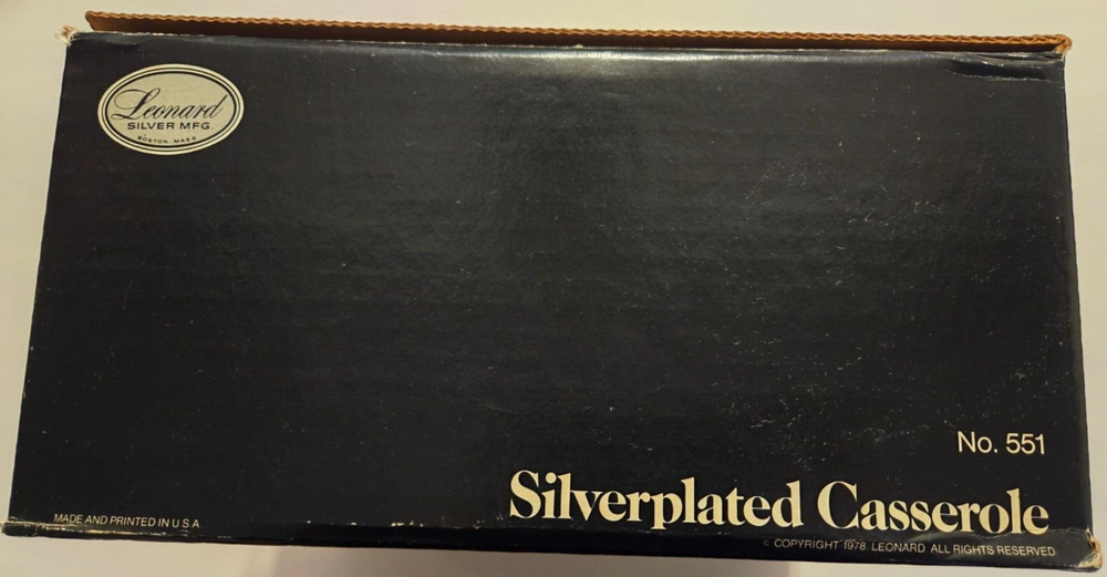 Leonard Silver MFG. Casserole 1 1/2 Quart #551 Silver plated