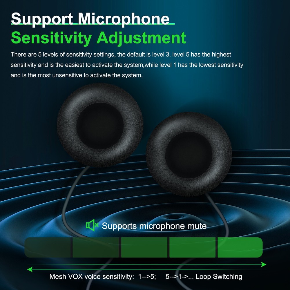 2 Pack EJEAS Q8 Mesh 3.0 Bluetooth Intercom Headset with 6 Riders 1000m Group