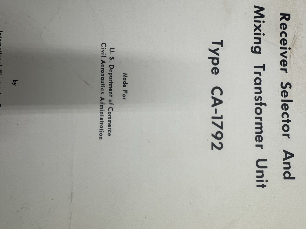 RECEIVER SELECTOR MIXING PANEL 4 CHANNEL TYPE CA-1792 INSTRUCTION BOOK