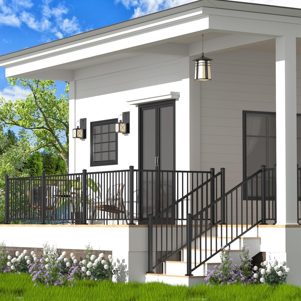 2 Pack Aluminum Adjustable Railing Bracket, Deck Railing Bracket Connector, Blac