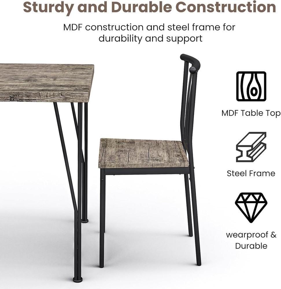 3-Piece Dining Table Set - Space-Saving Kitchen Table with 2 Chairs, Easy Assemb