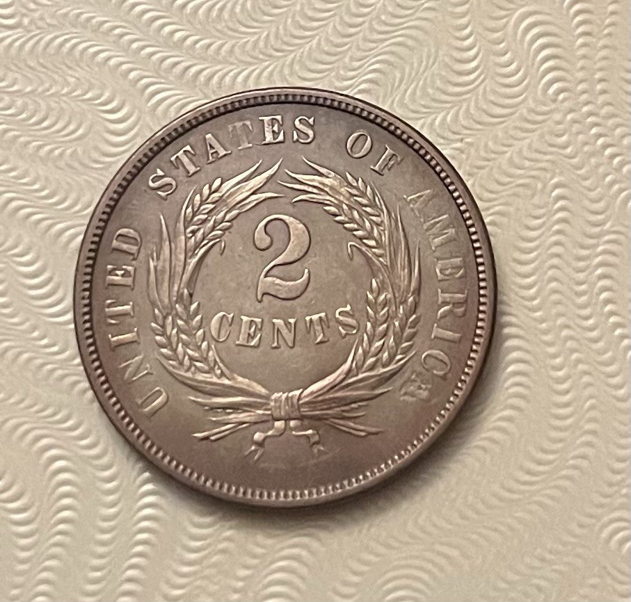 1864 Two Cent Copper - High Grade - Weak Reverse Strike