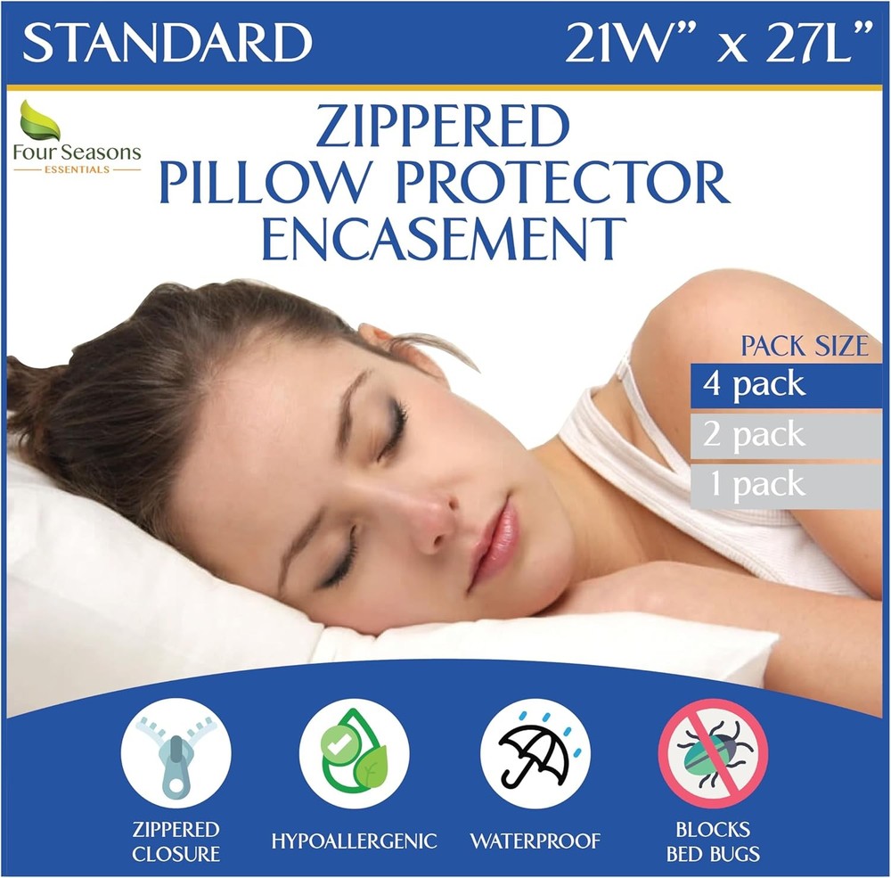 Standard Pillow Protector Set (4-Piece Set) — Hypoallergenic Pillow Covers,
