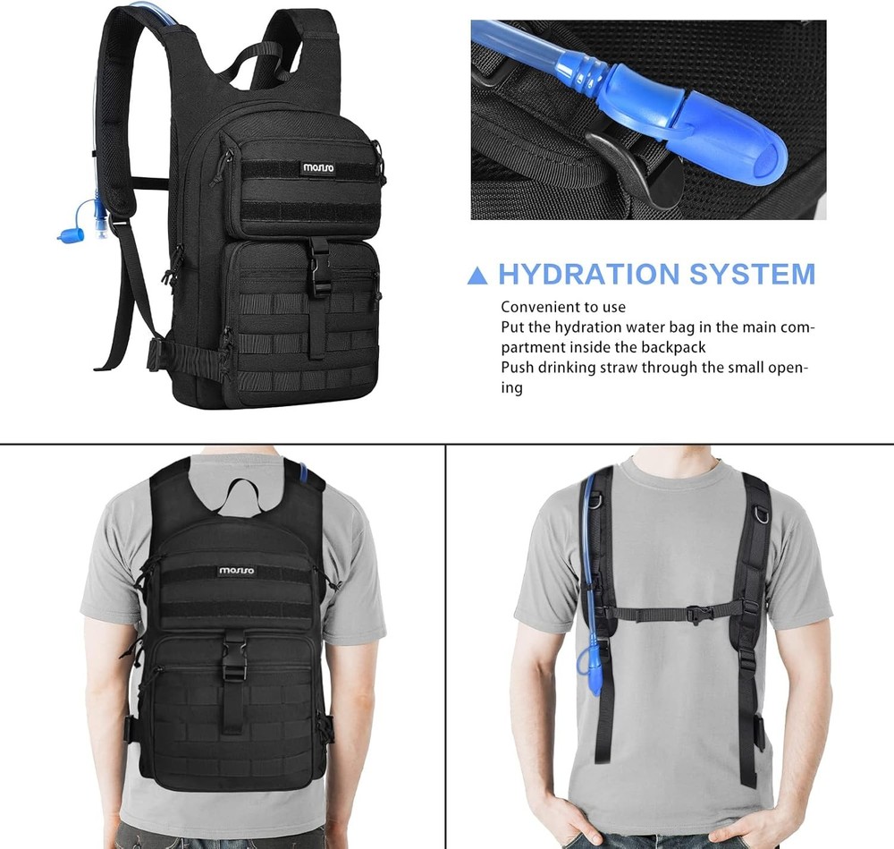 MOSISO Tactical Hydration Pack Backpack, Lightweight Military Daypack Black