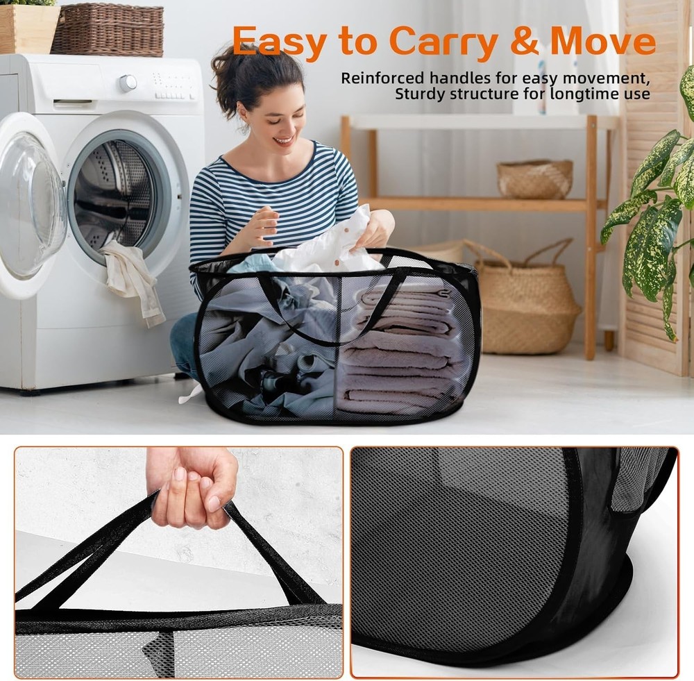 Durable Collapsible Laundry Basket - 2 Compartments for Easy Sorting & Travel