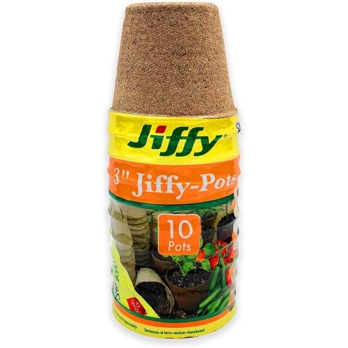 Jiffy 3″ Round Growing Medium Peat Pots — Biodegradable Seed Starter (10 Pack)