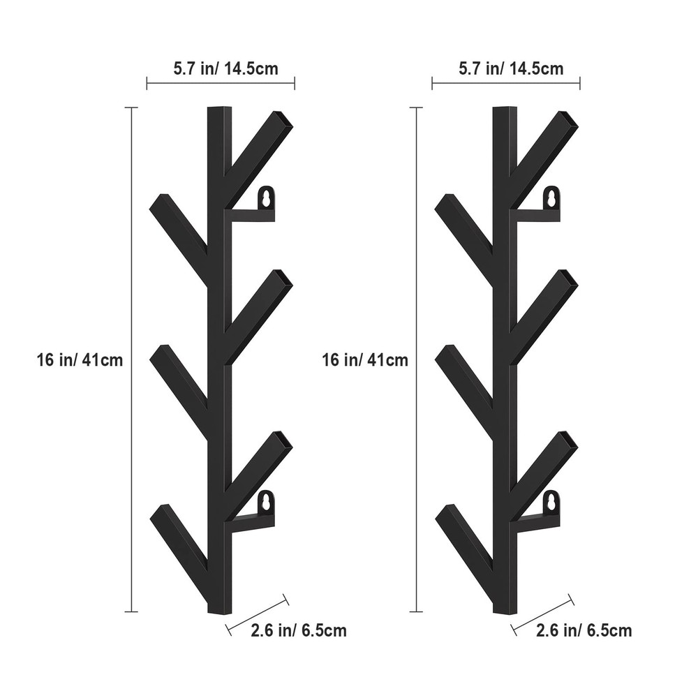 2 Pack Vertical Coat Rack Wall Mounted, Metal Vertical Hat Rack for Wall, Mod...