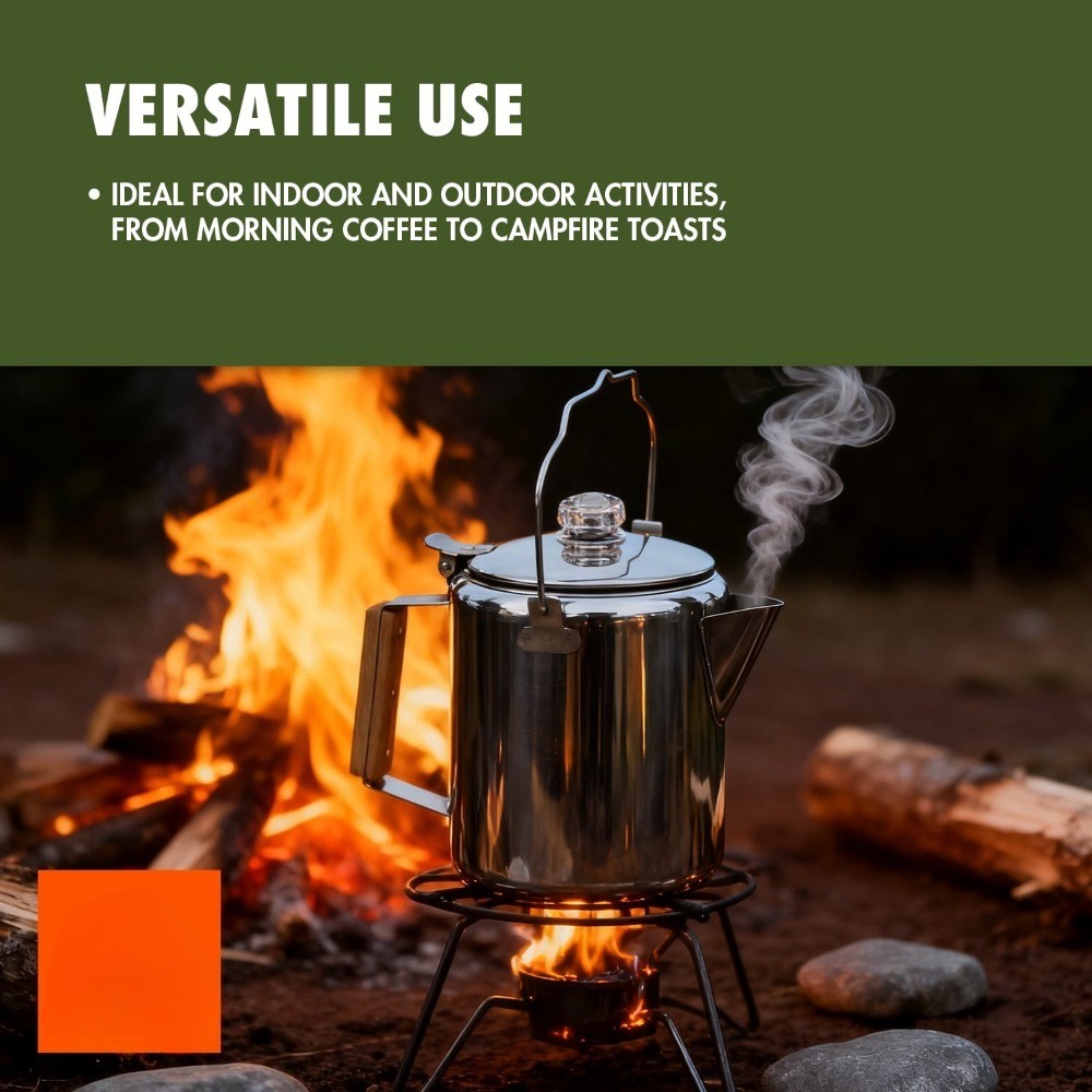 12-Cup Stainless Steel Camping Percolator