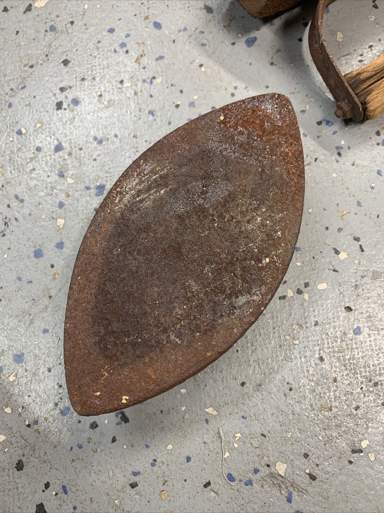 Vintage Asbestos Sad Iron Set With Wood Handle