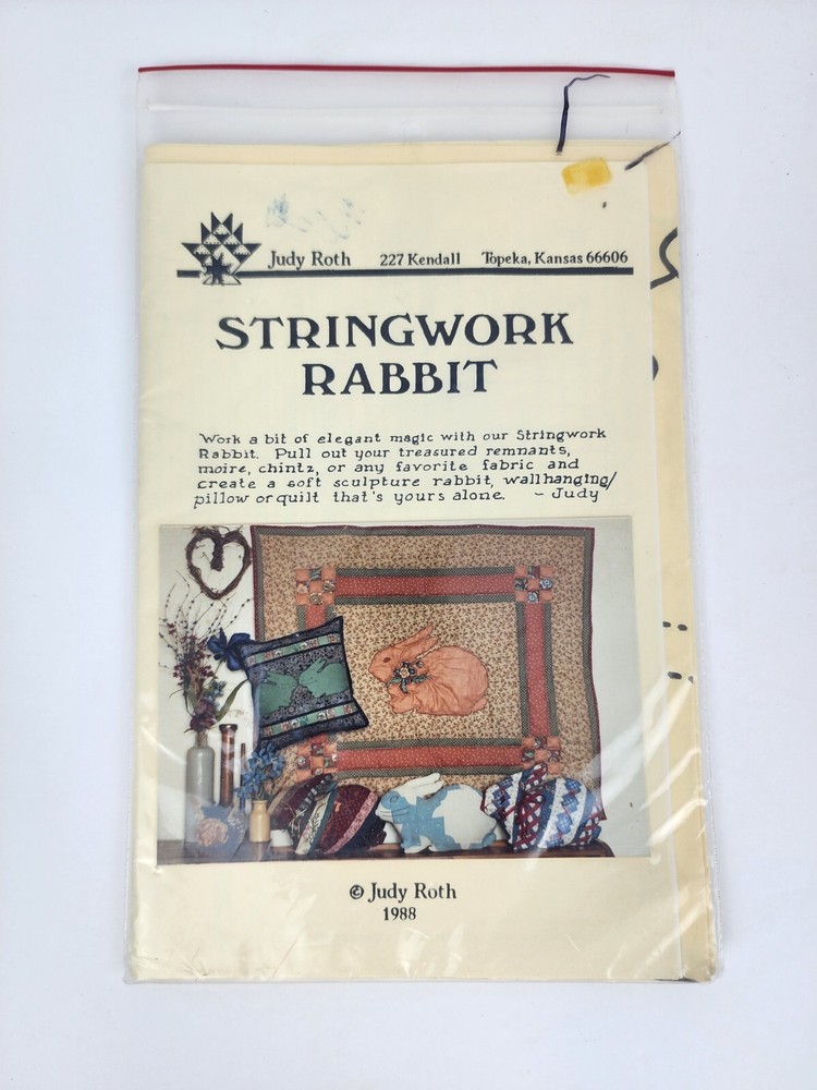Stringwork Rabbit Quilting Pattern by Judy Roth to Make Quilt, Pillow Wallh 1988